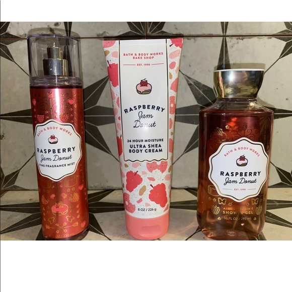 Bath & Body Works Other - BATH & BODY WORKS~LOT OF THREE~RASPBERRY JAM DONUT~SHOWER GEL~CREAM~MIST~NEW